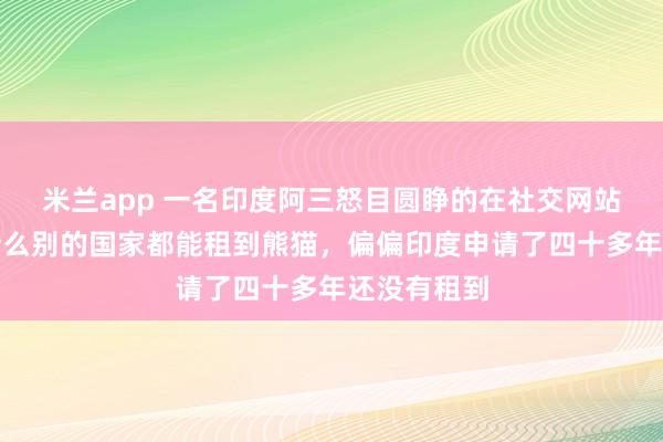 米兰app 一名印度阿三怒目圆睁的在社交网站抱怨,为什么别的国家都能租到熊猫,偏偏印度申请了四十多年还没有租到