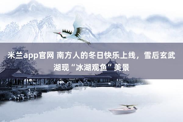 米兰app官网 南方人的冬日快乐上线，雪后玄武湖现“冰湖观鱼”美景