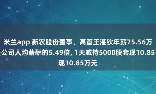 米兰app 新农股份董事、高管王湛钦年薪75.56万元是公司人均薪酬的5.49倍, 1天减持5000股套现10.85万元