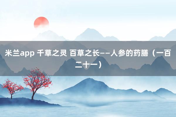 米兰app 千草之灵 百草之长——人参的药膳（一百二十一）