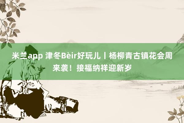 米兰app 津冬Bèir好玩儿丨杨柳青古镇花会周来袭！接福纳祥迎新岁