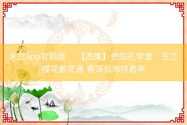 米兰app官网版 ​【图集】贵阳孔学堂：玉兰樱花都灵通 春深似海待君来